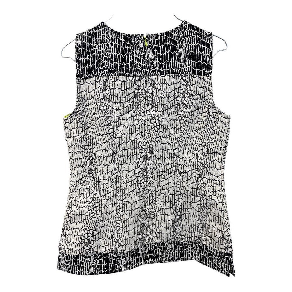 NWT Banana Republic Top 4 Black White Textured Cotton Blend Sleeveless Patterned - Picture 2 of 5